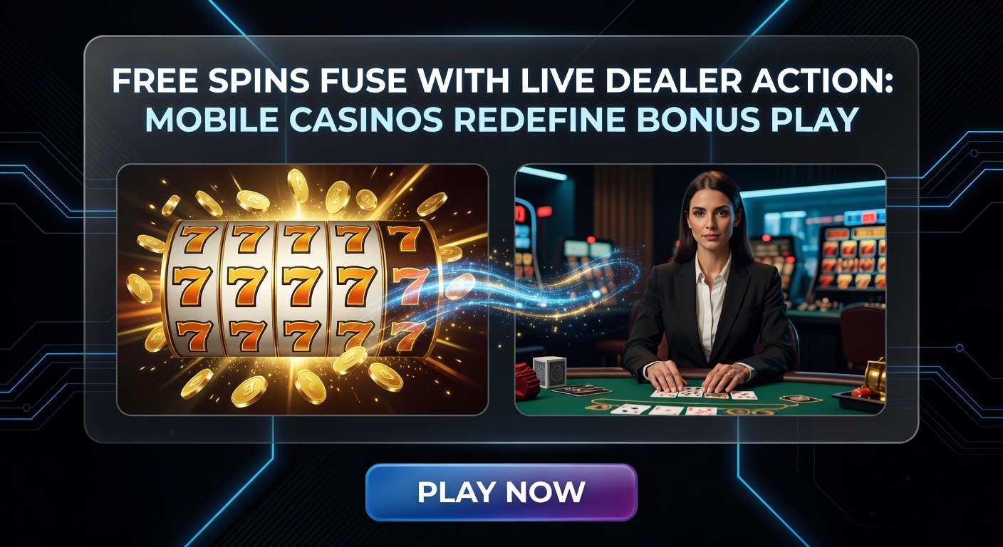 Close-up of a dealer's hands dealing cards at a live blackjack table on a mobile screen, with a free spins bonus wheel spinning in the foreground amid colorful slot symbols
