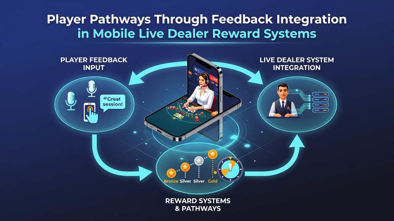 Diagram illustrating player feedback loops feeding into live dealer reward customization on mobile