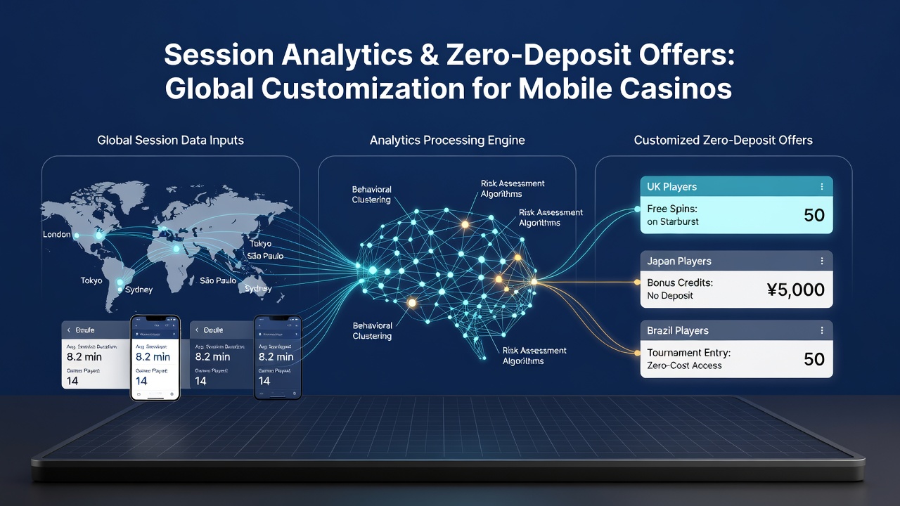 Mobile interface screenshot illustrating customized zero-deposit bonus offers based on player session data