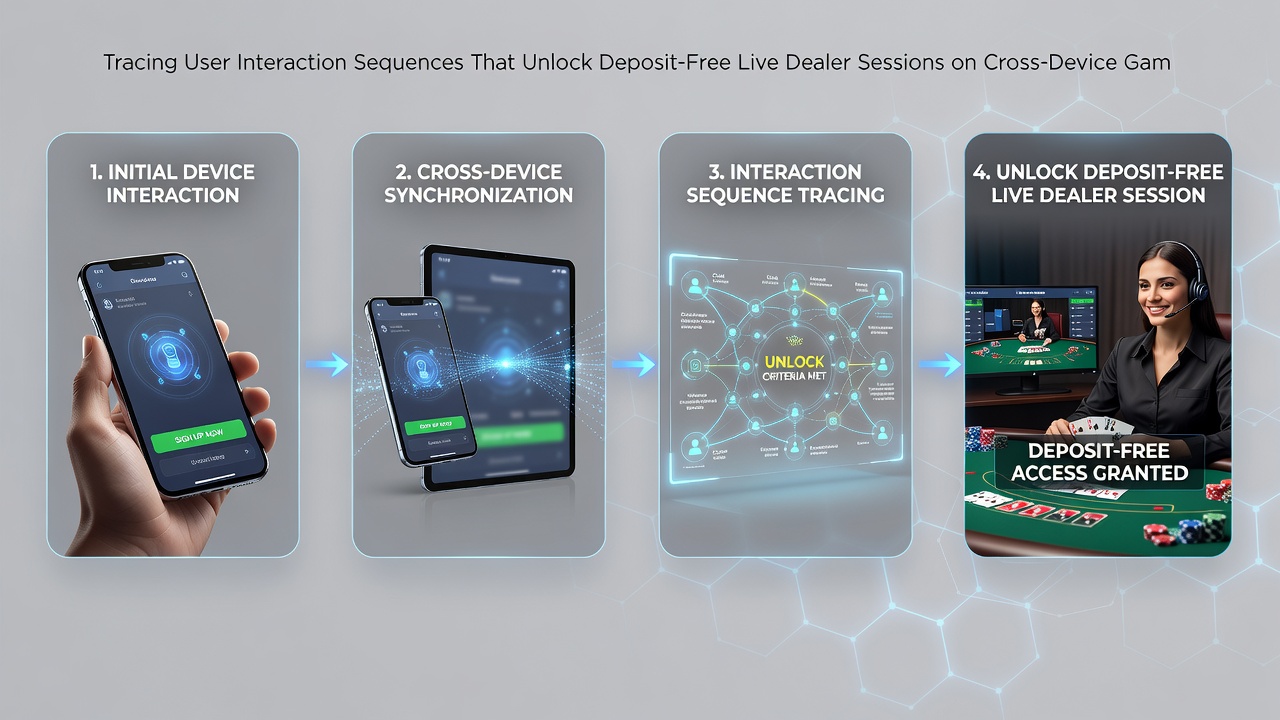 Illustration of synchronized user paths unlocking live dealer tables without deposits
